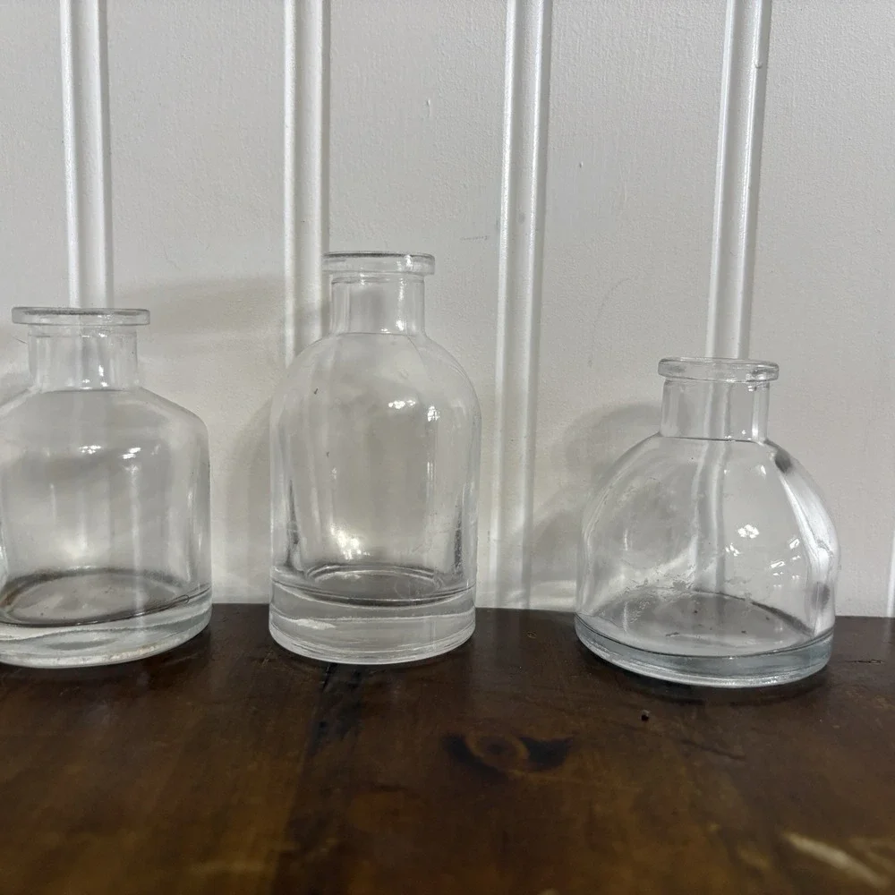 Lot of 4 Vintage Miniature Bud Vases Tiny Glass Display 2-3 Inch Cottagecore